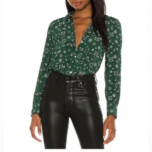 RAILS GREEN BLOUSE. Size M